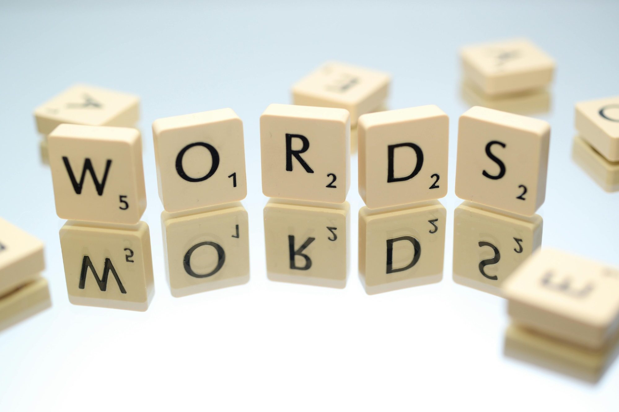 Scrabble tiles spelling WORDS